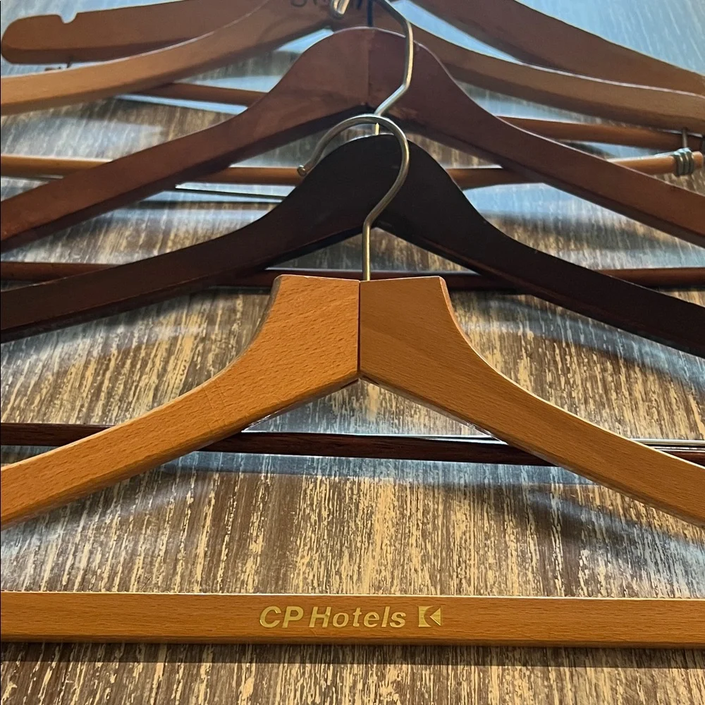 Set of 5 Vintage Wooden Suit Hangers. Various styles. Exc condition